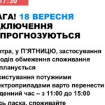 18 вересня в Україні не прогнозують відключення електроенергії